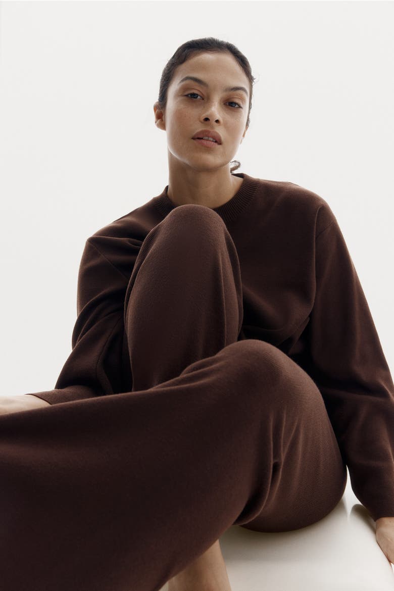 Fine-knit Trousers, Main, color, Dark brown