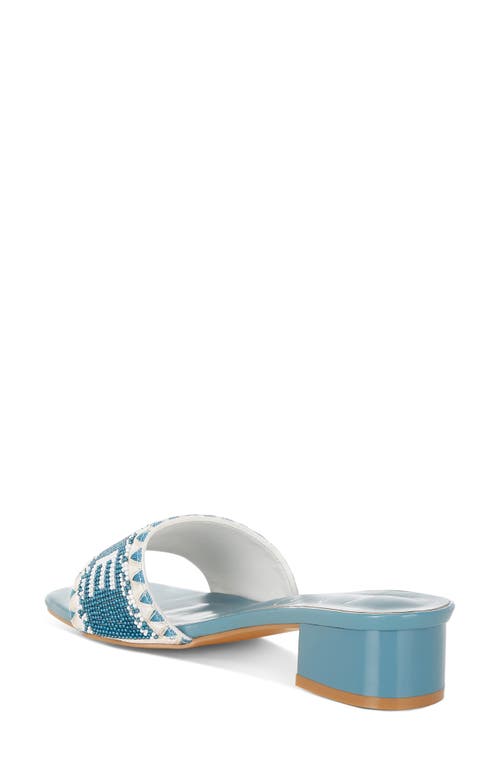 London Rag Vacay Babe Lake Como Beaded Slide Sandal In Blue