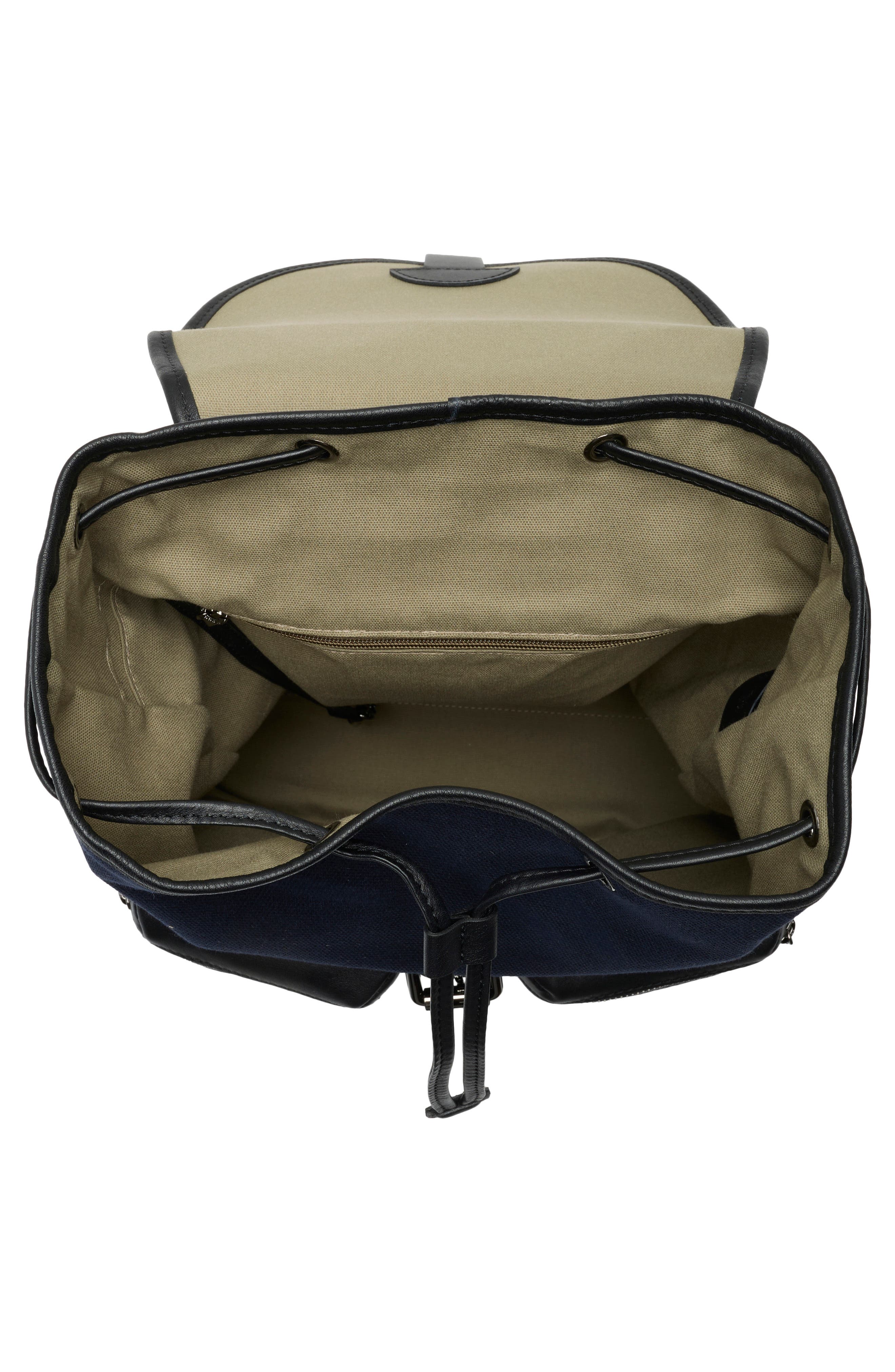 Longchamp 3D Leather & Twill Backpack, Alternate, color, Navy/Black