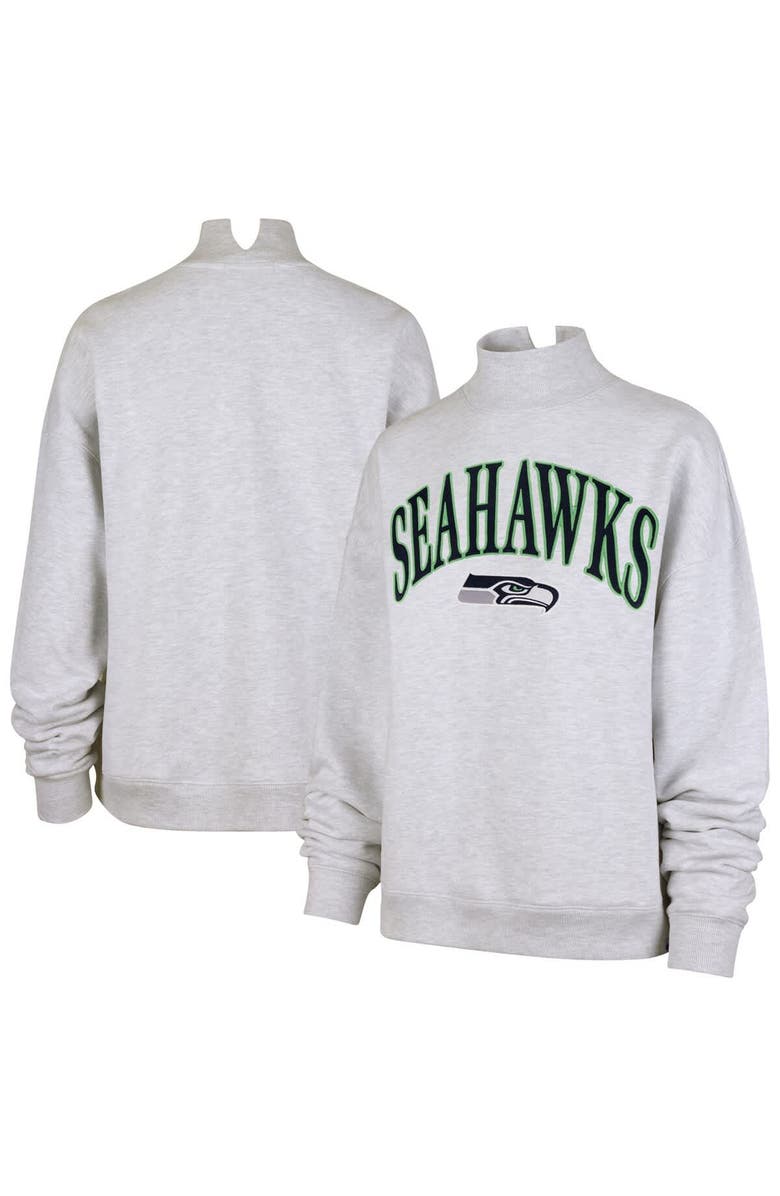 '47 Women's '47 Heather Gray Seattle Seahawks Vantage Mock Neck Pullover Sweatshirt, Main, color, 