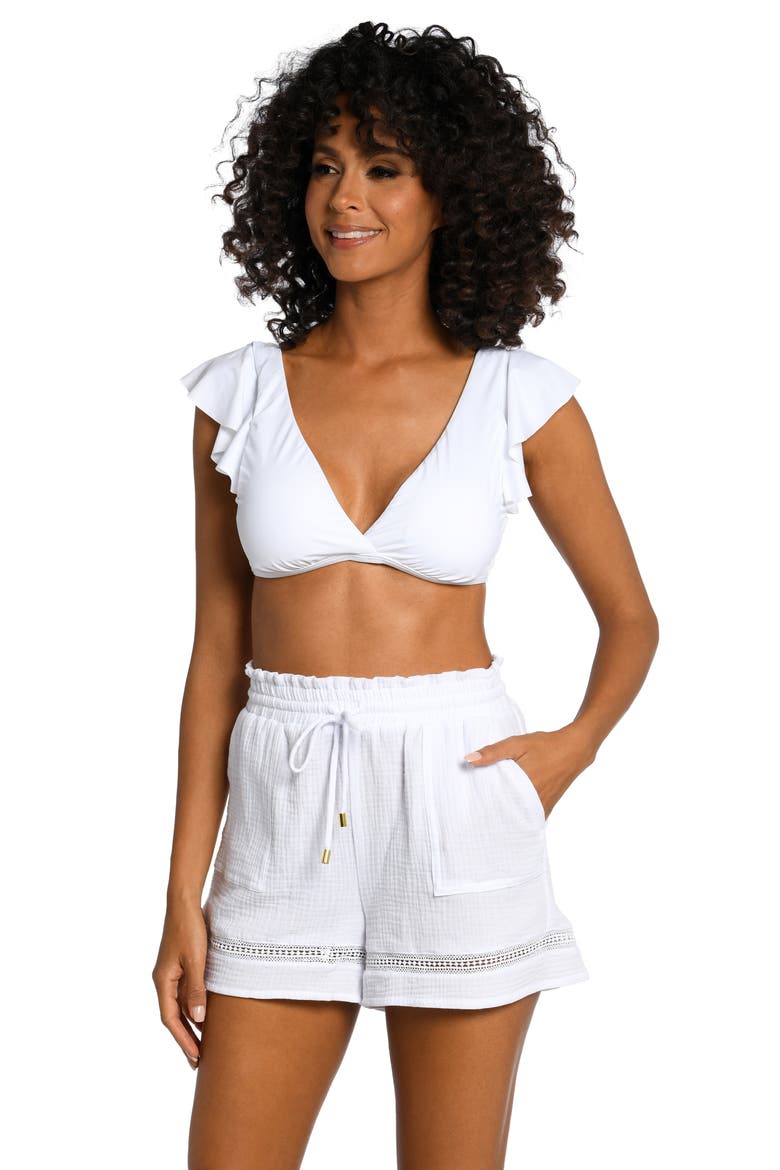 Beach Cotton Cover-Up Shorts, Alternate, color, WHITE