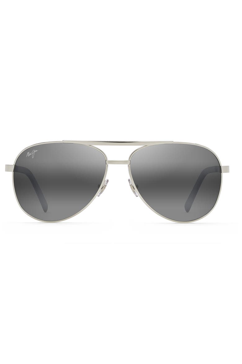 Seacliff 61mm Polarized Aviator Sunglasses, Main, color, SILVER/ GREY GRADIENT