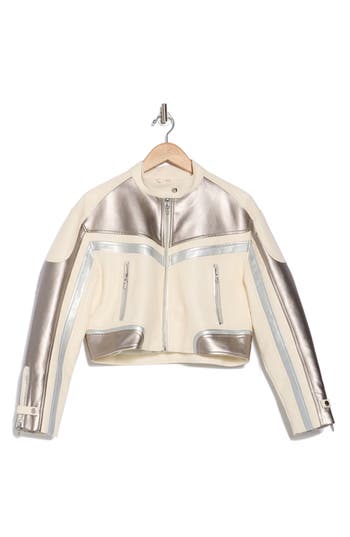 BLANKNYC BLANKNYC FAUX LEATHER CROP RACER JACKET