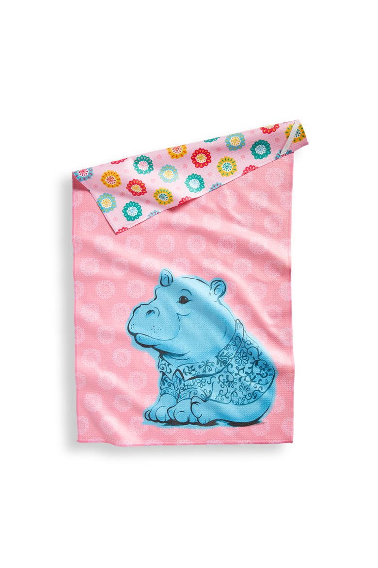 Super Absorbent Kitchen Towel Eclectic Hippo Multi Color Super Absorbent Dishtowel 18x30 in, Main, color, Pink