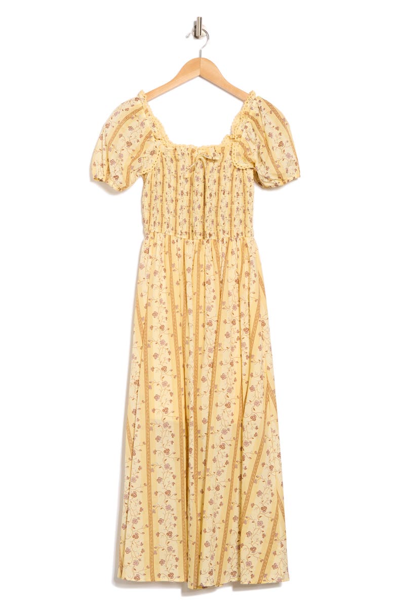 Blu Pepper Smocked Cotton Maxi Dress, Alternate, color,