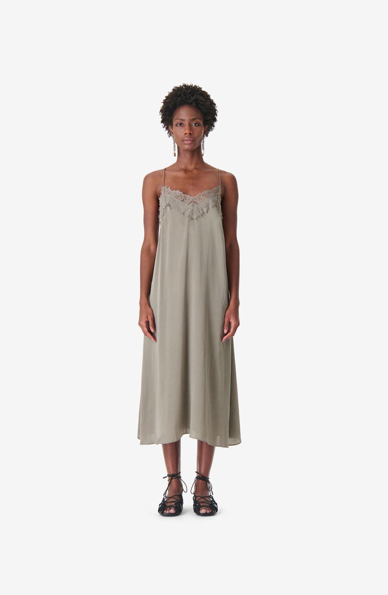 IRO Bailar Silk Dress, Main, color, Olive Green