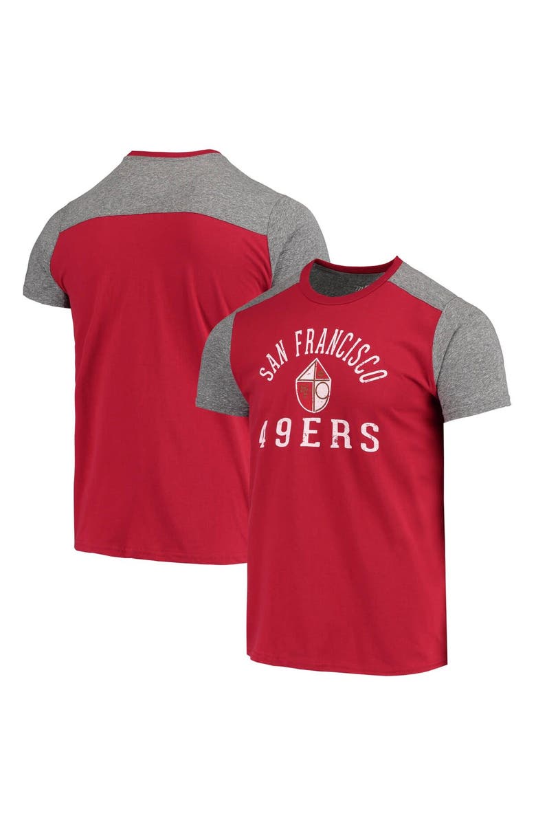 Majestic Threads Men's Majestic Threads Scarlet/Heathered Gray San Francisco 49ers Gridiron Classics Field Goal Slub T-Shirt, Main, color, Scarlet