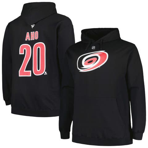 Men's Profile Sebastian Aho Black Carolina Hurricanes Big & Tall Name & Number Pullover Hoodie