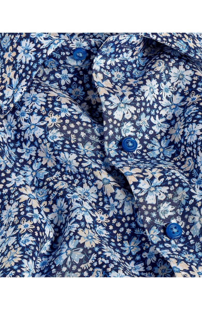 David Donahue Casual Floral Print Button-Up Shirt, Alternate, color, Navy/ Multi