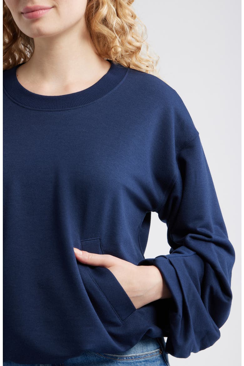 Pleated Sweatshirt, Alternate, color, NAVY