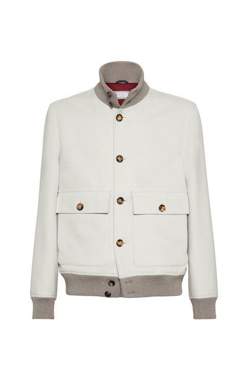 【関税＆送料込み】Brunello Cucinelli Jackets White BRUNELLO CUCINELLI Logo-Embroidered Padded Shell and Cotton