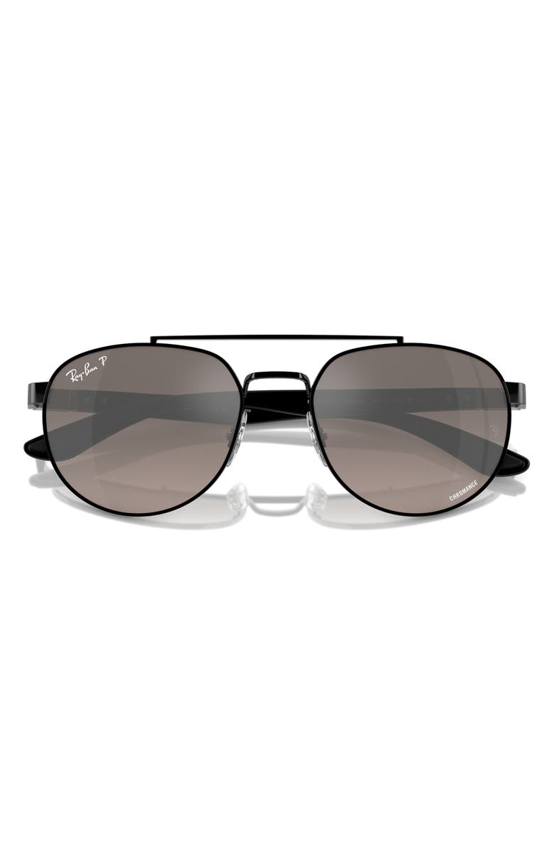 Ray-Ban 56mm Polarized Irregular Sunglasses, Main, color, Black