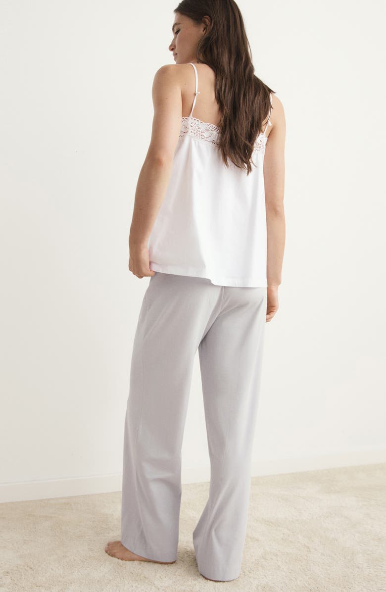 MANGO Fluid Stretch Cotton Pajama Pants, Alternate, color, Light/ Pastel Grey
