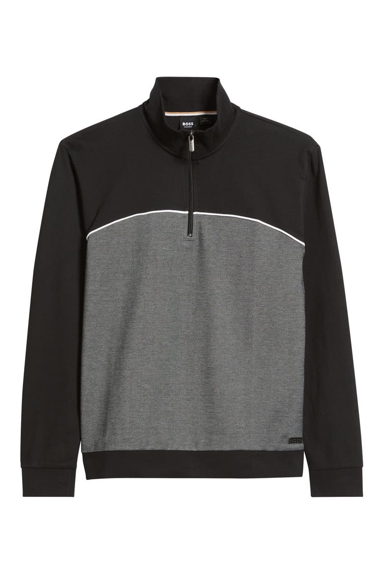Quarter Zip Track Pullover, Alternate, color, BLACK