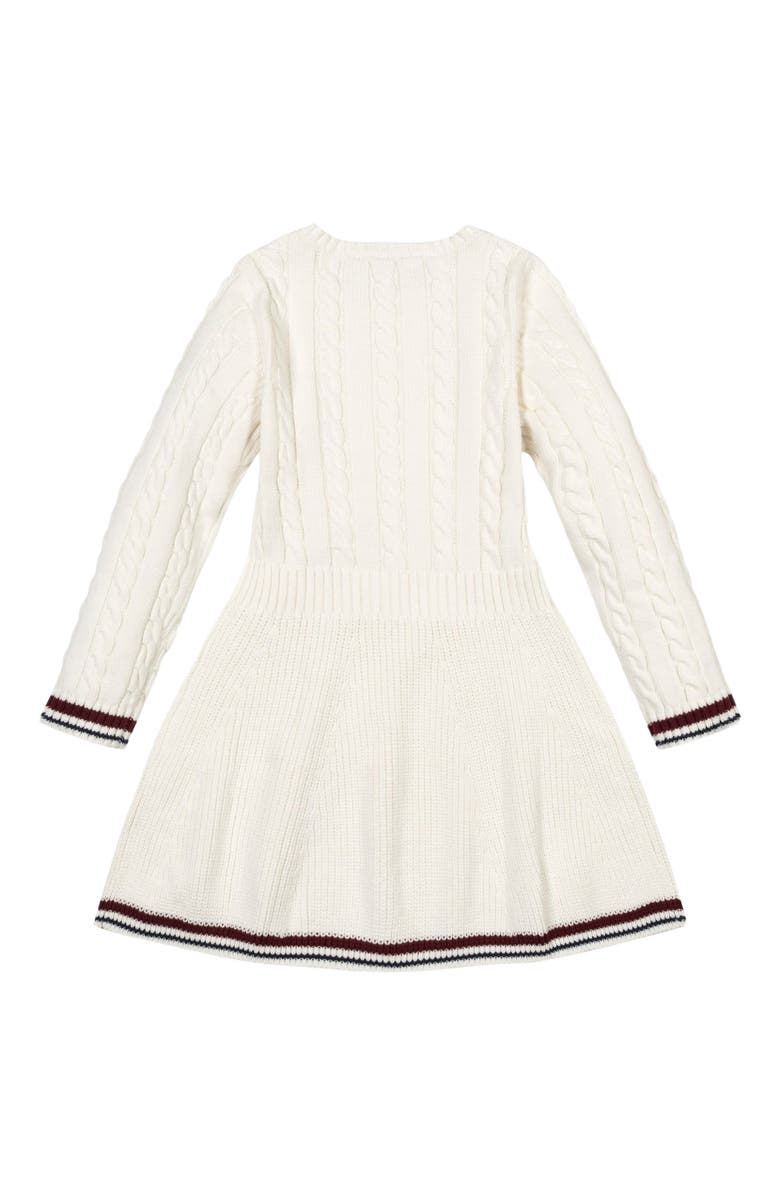 Hope & Henry Kids' Organic Long Sleeve Schoolgirl Cable Sweater Dress, Alternate, color, White Cable With Bold Tipping