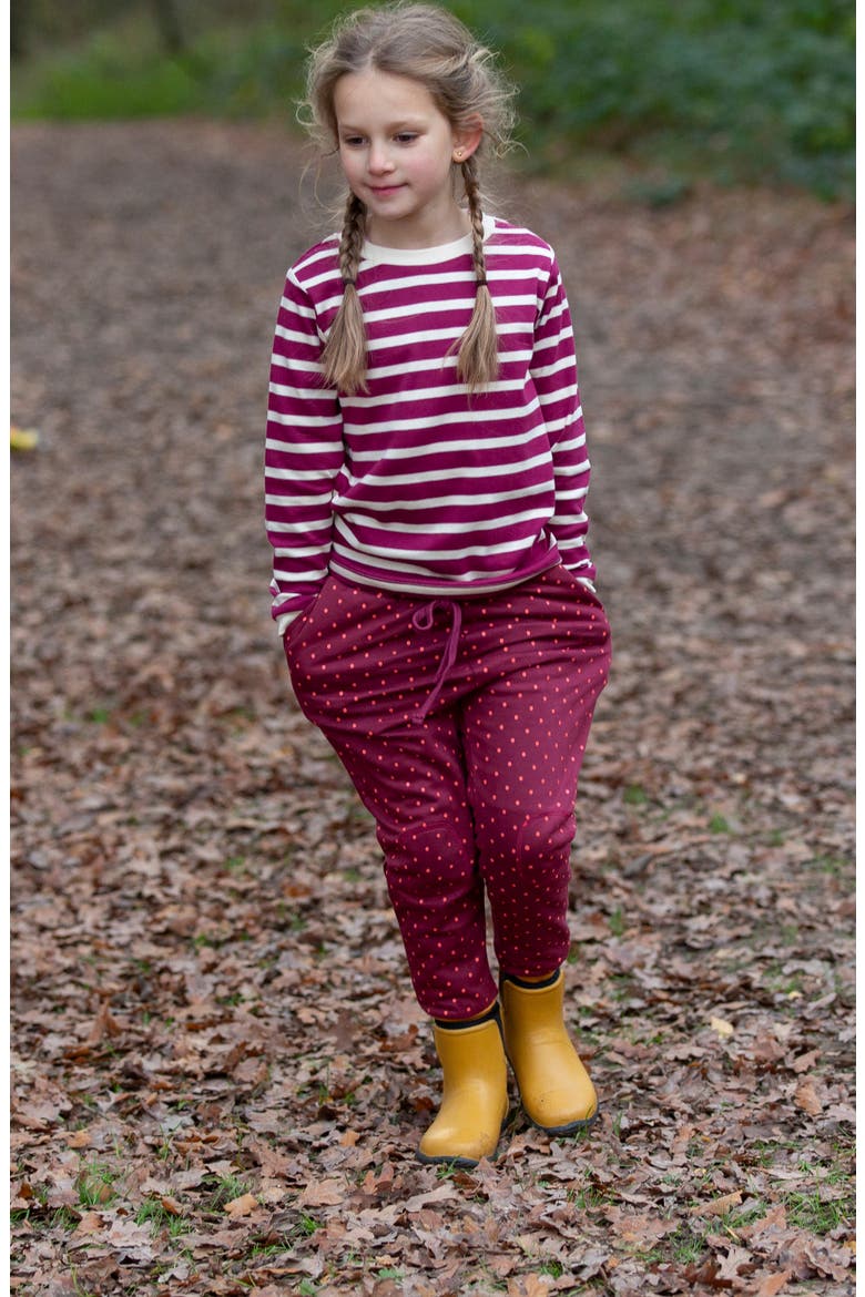 Kids' Polka Dot Organic Cotton Joggers, Alternate, color, BROWN