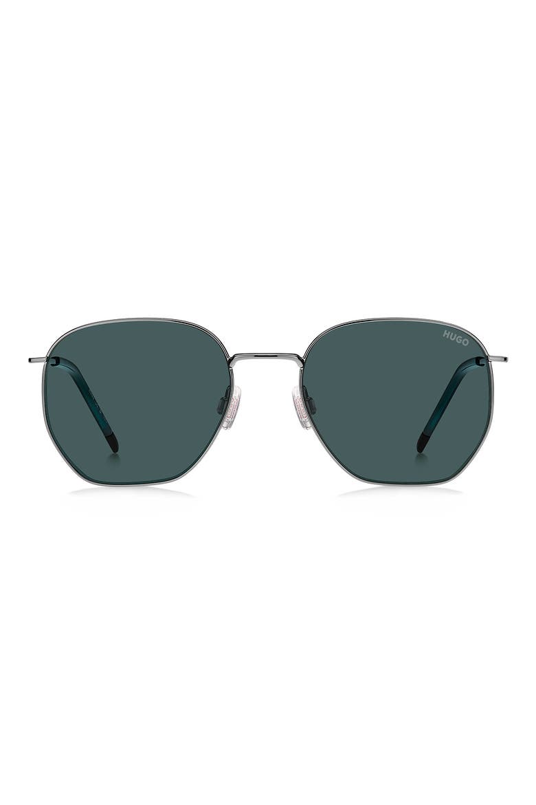 HG 1429/S 54mm Geometric Sunglasses, Main, color, RUTHENIUM/ GREEN