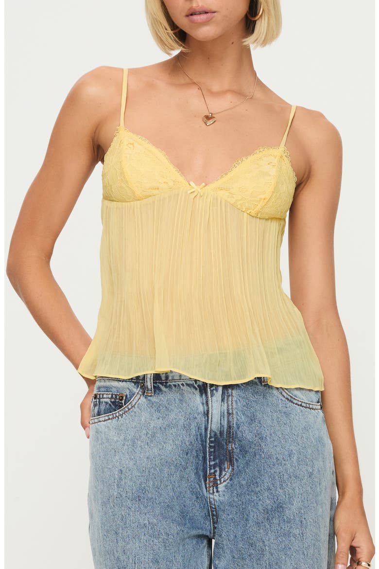 Zami Lace Trim Semisheer Camisole, Main, color, YELLOW