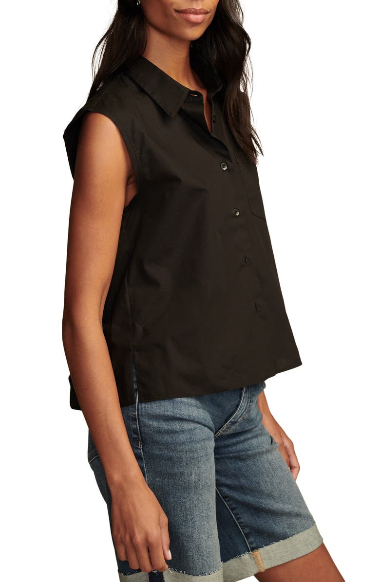 Lucky Brand Button-Up Sleeveless Top, Alternate, color, Meteorite