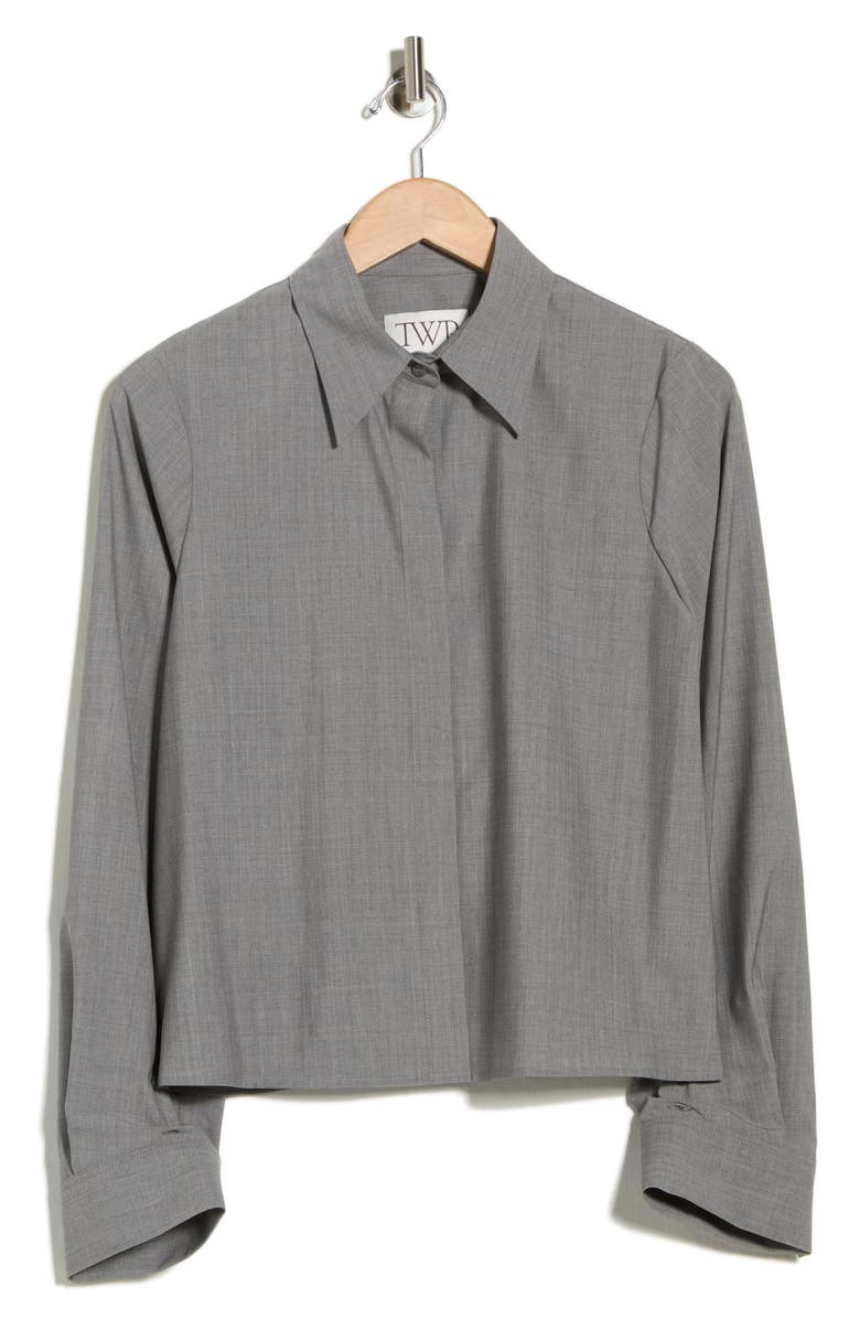 TWP Button Me Up Stretch Virgin Wool Shirt, Main, color, Medium Heather Grey
