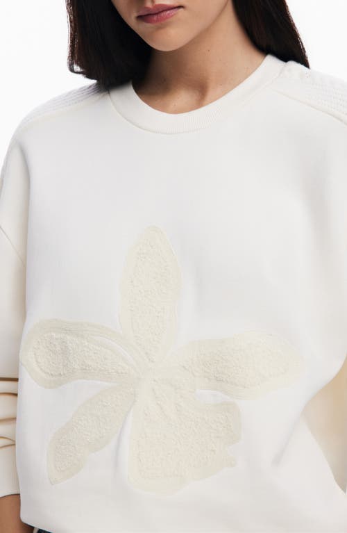 Desigual Appliqué Patch Sweatshirt In Light Beige