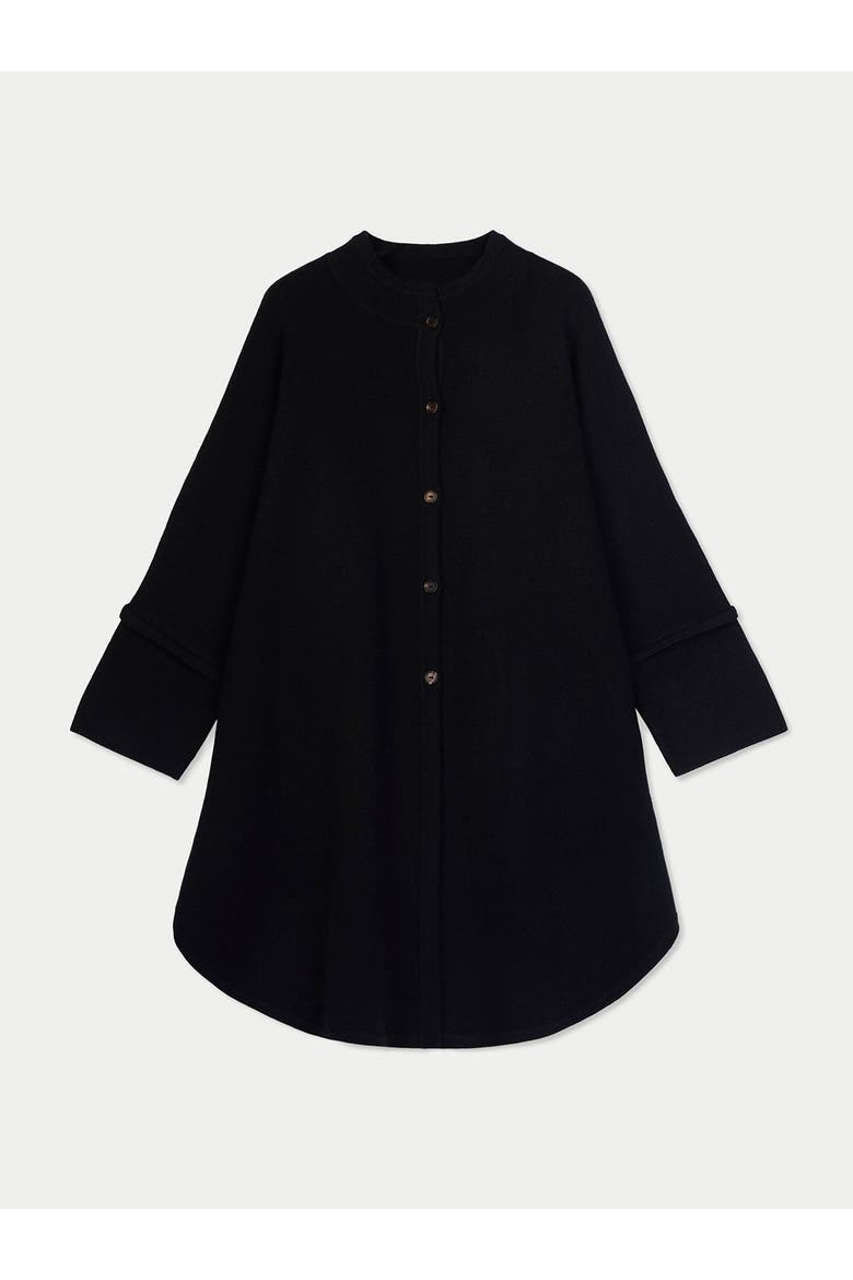 Cashmere Button-Front Poncho, Main, color, black