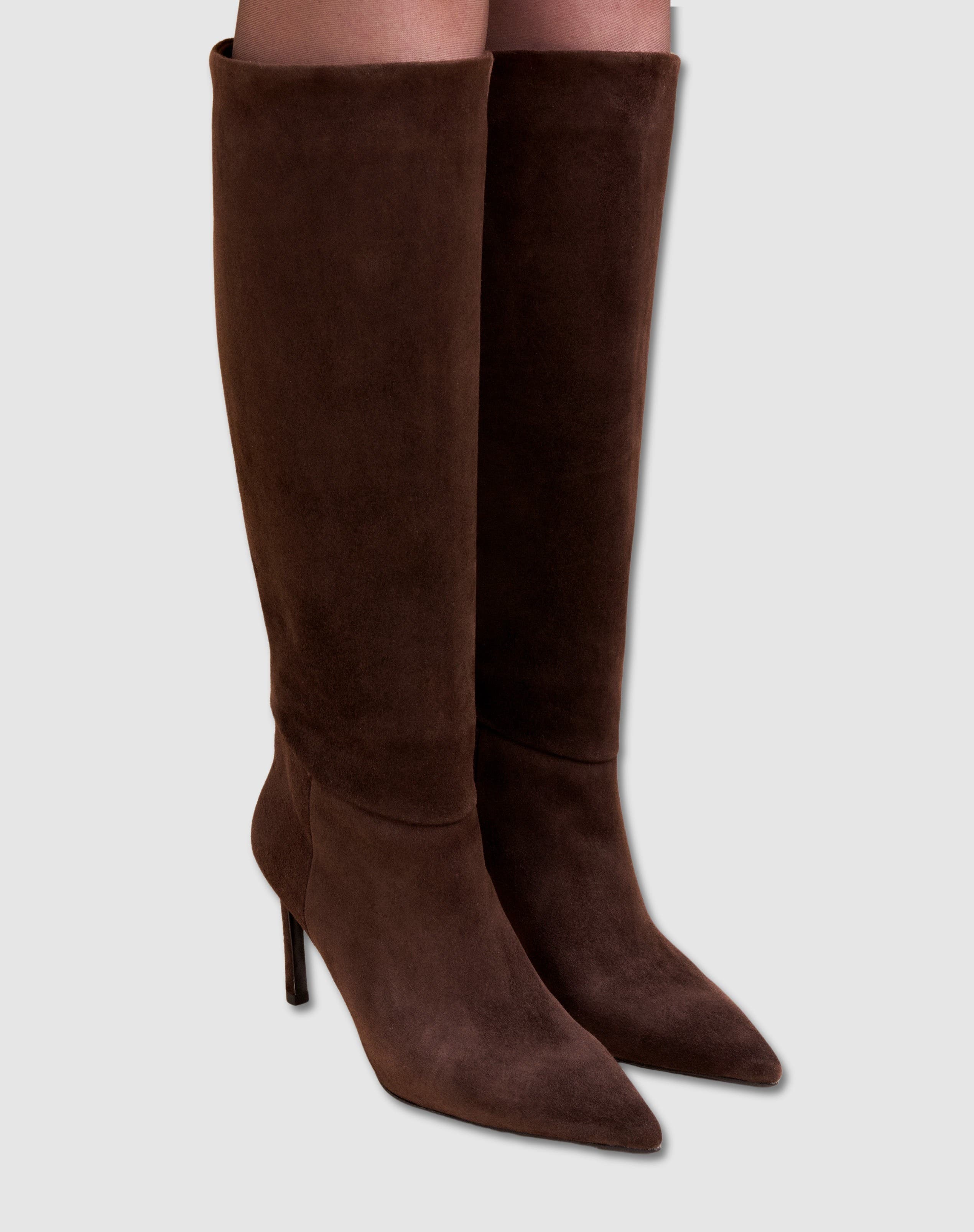 MI/MAI Coco Stiletto Long Boot, Alternate, color, Chocolate