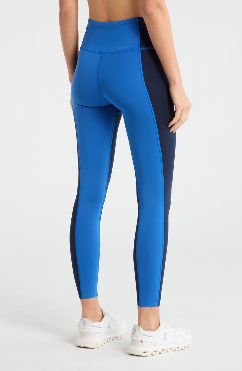 Lacoste Colorblock Crop Leggings, Alternate, color, Navy Blue/ Ladigue