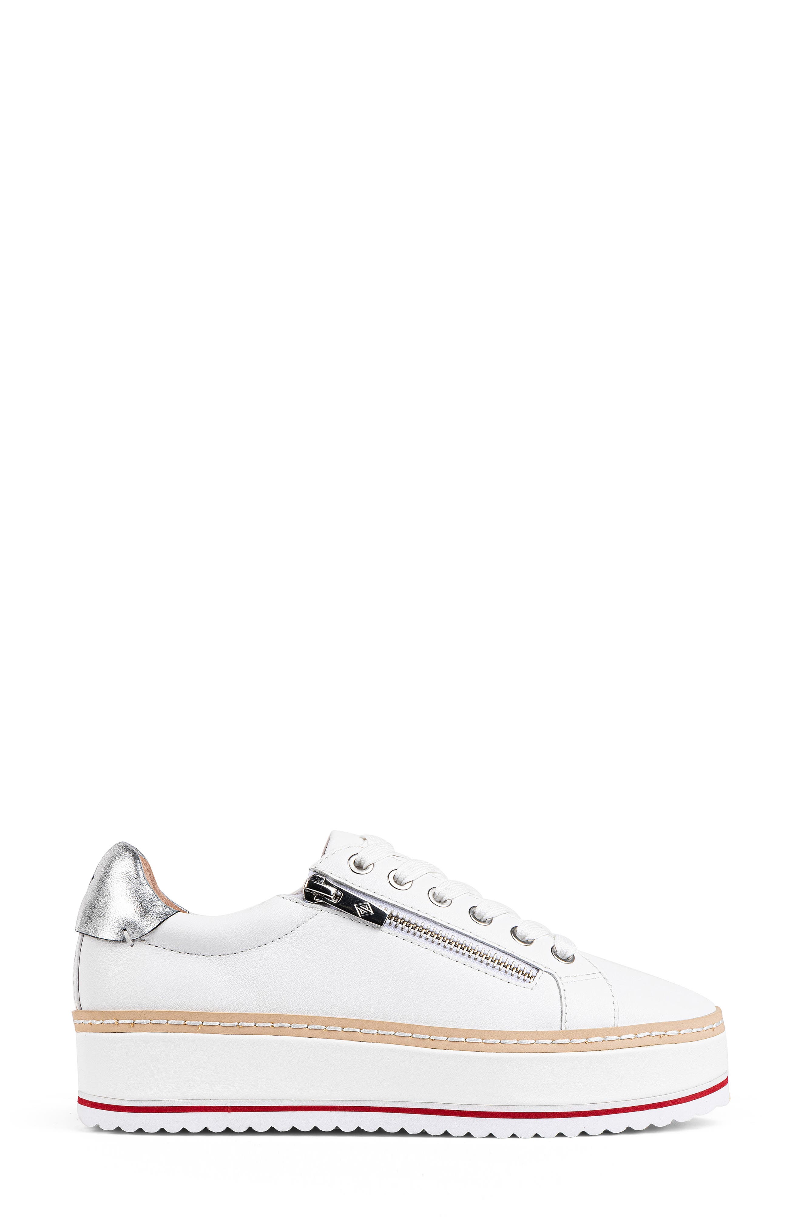 Donald Pliner Side Zip Platform Sneaker, Alternate, color, White