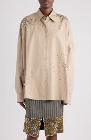 Dries Van Noten Firework Embroidered Cotton Poplin Button-Up Shirt