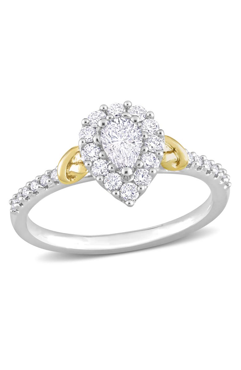 Julianna B. Diamond Teardrop Halo Ring 14k Gold, Main, color, White Gold