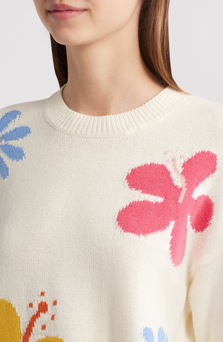 Rails Zoey Floral Intarsia Cotton Blend Sweater, Alternate, color,