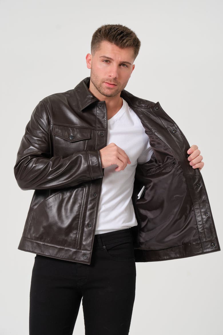 Jude Leather Jacket, Alternate, color, Coffee Bean Brown