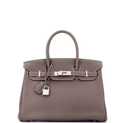 Birkin Handbag Grey Clemence with Palladium Hardware 30