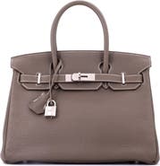 Pre-Owned Hermes Birkin Handbag Grey Clemence with Palladium Hardware 30