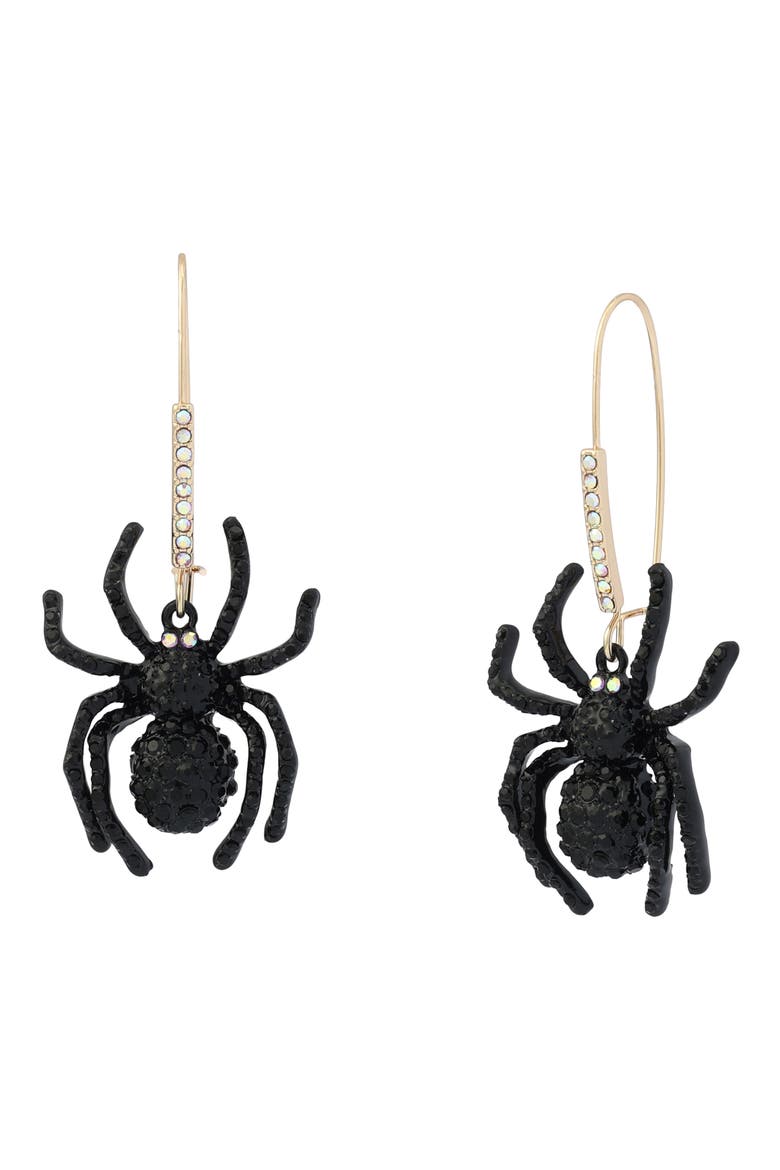 Spider Drop Earrings, Main, color, BLACK