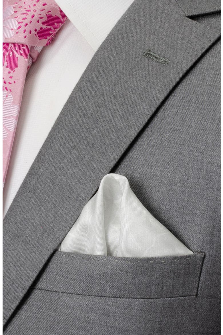 Floral Jacqard Silk Pocket Square, Alternate, color, GRAY