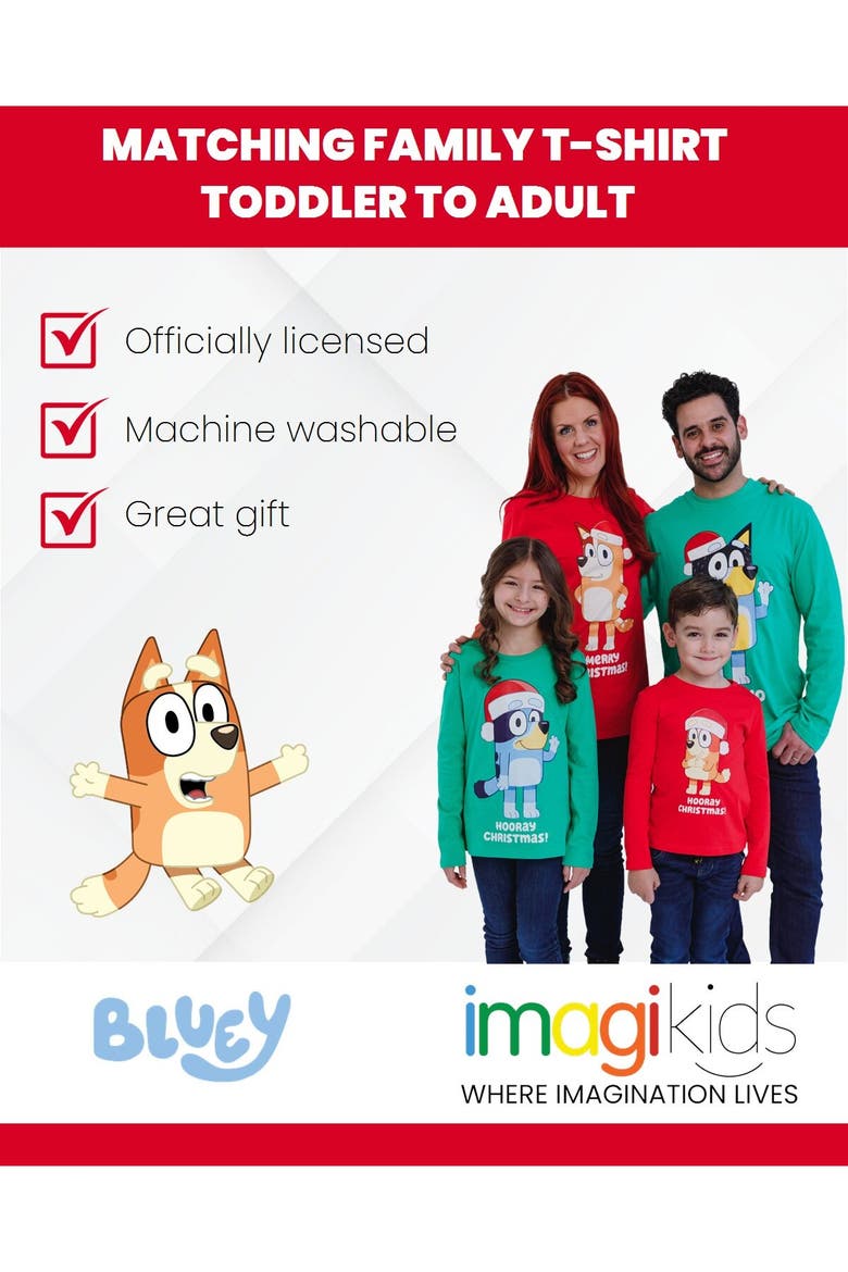 Christmas Long Sleeve Tee, Alternate, color, Bright Red Bingo