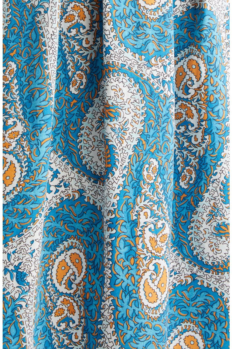 Paisley Print Pleated Fit & Flare Cotton Poplin Midi Dress, Alternate, color, PRINT ON WHITE BASE