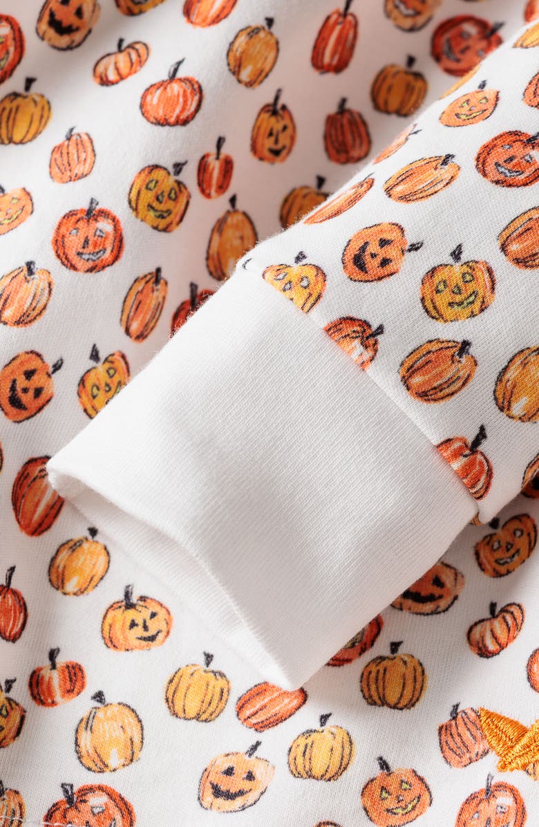 Petite Plume Kids' Pumpkin Patch Fitted Pima Cotton Two-Piece Pajamas, Alternate, color, Orange