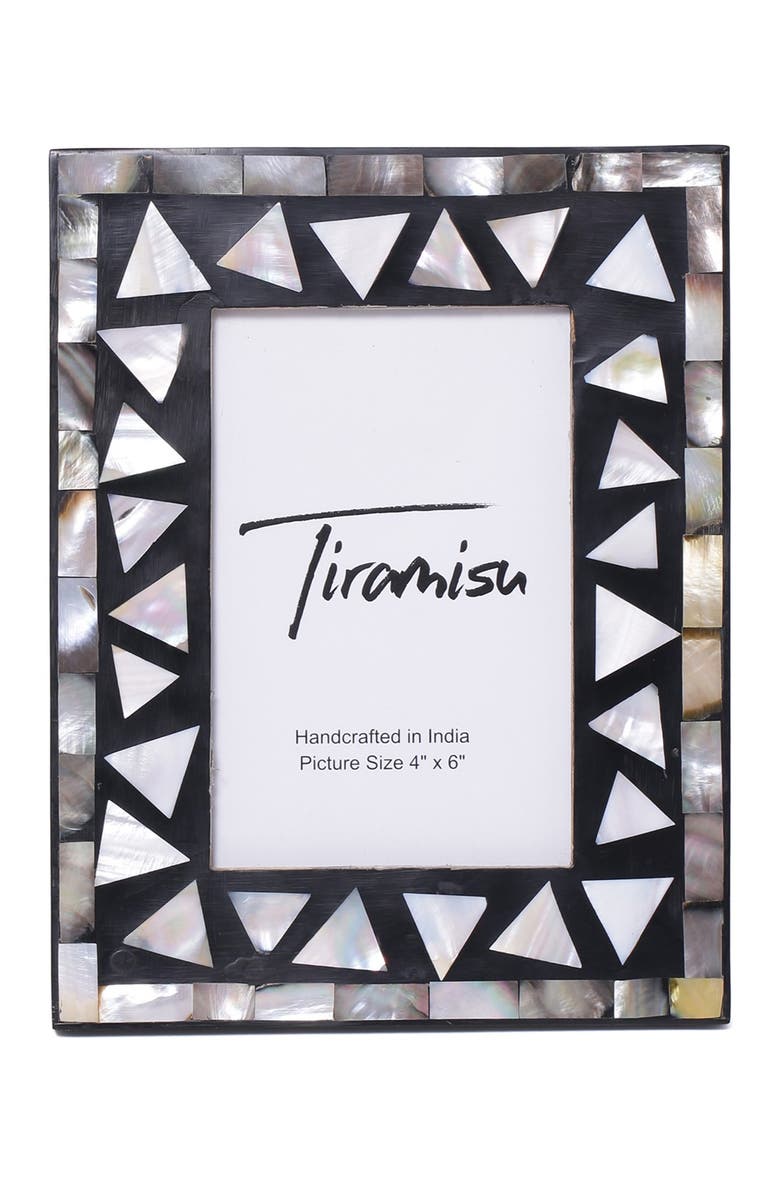 Tiramisu Mother-of-Pearl Picture Frame -Triangle Pattern, Alternate, color, Black/ White