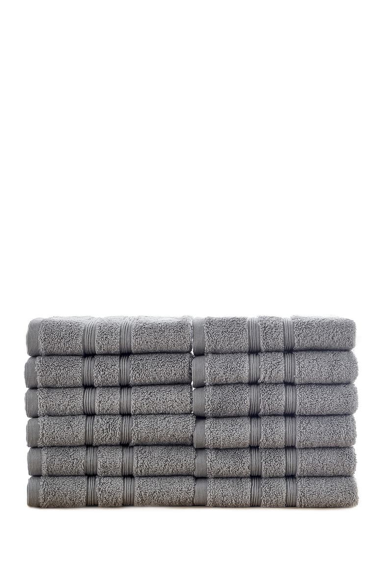 Modern Threads Manor Ridge Turkish Cotton 700 GSM Wash Cloth - Set of 12 - Grey, Main, color,