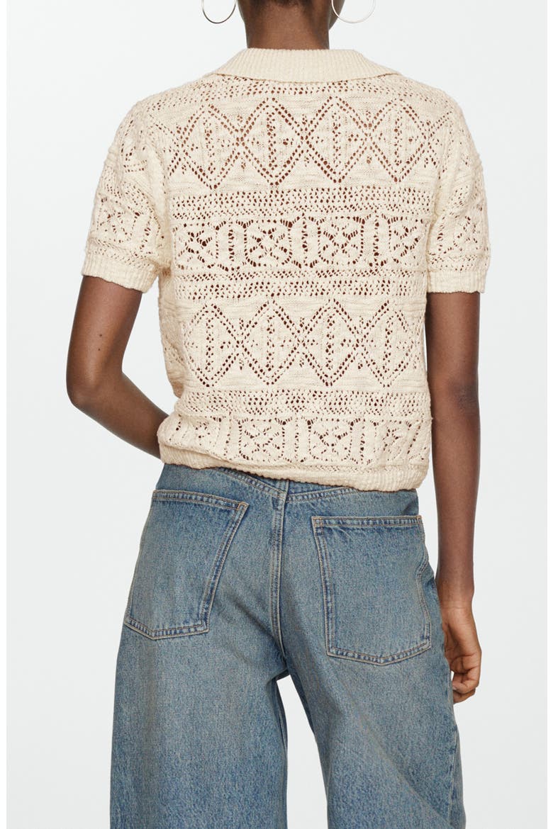 Maldivas Open Stitch Johnny Collar Cotton Polo Sweater, Alternate, color, LIGHT PASTEL GREY