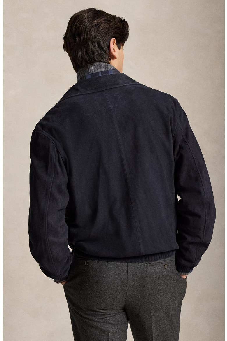 Sheep Suede Bomber Jacket, Alternate, color, NAVY