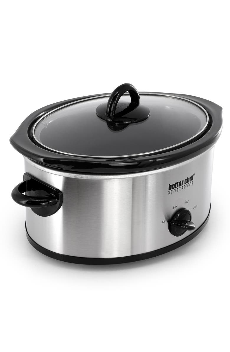 Better Chef 3 Quart Slow Cooker with Removable Stoneware Crock, Alternate, color, Silver