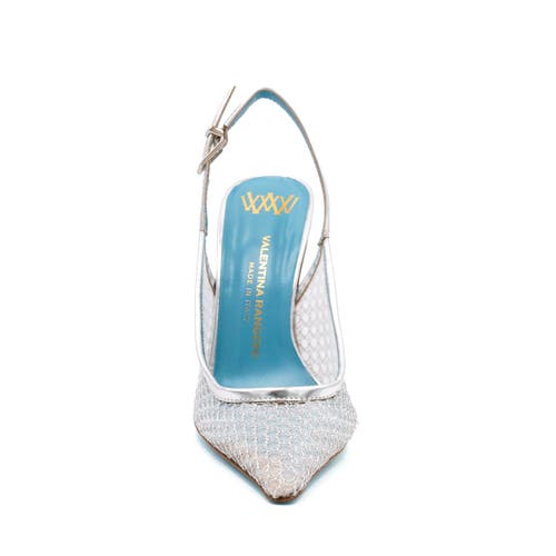 Valentina Rangoni Rea Mesh Slingback In Silver Nadira