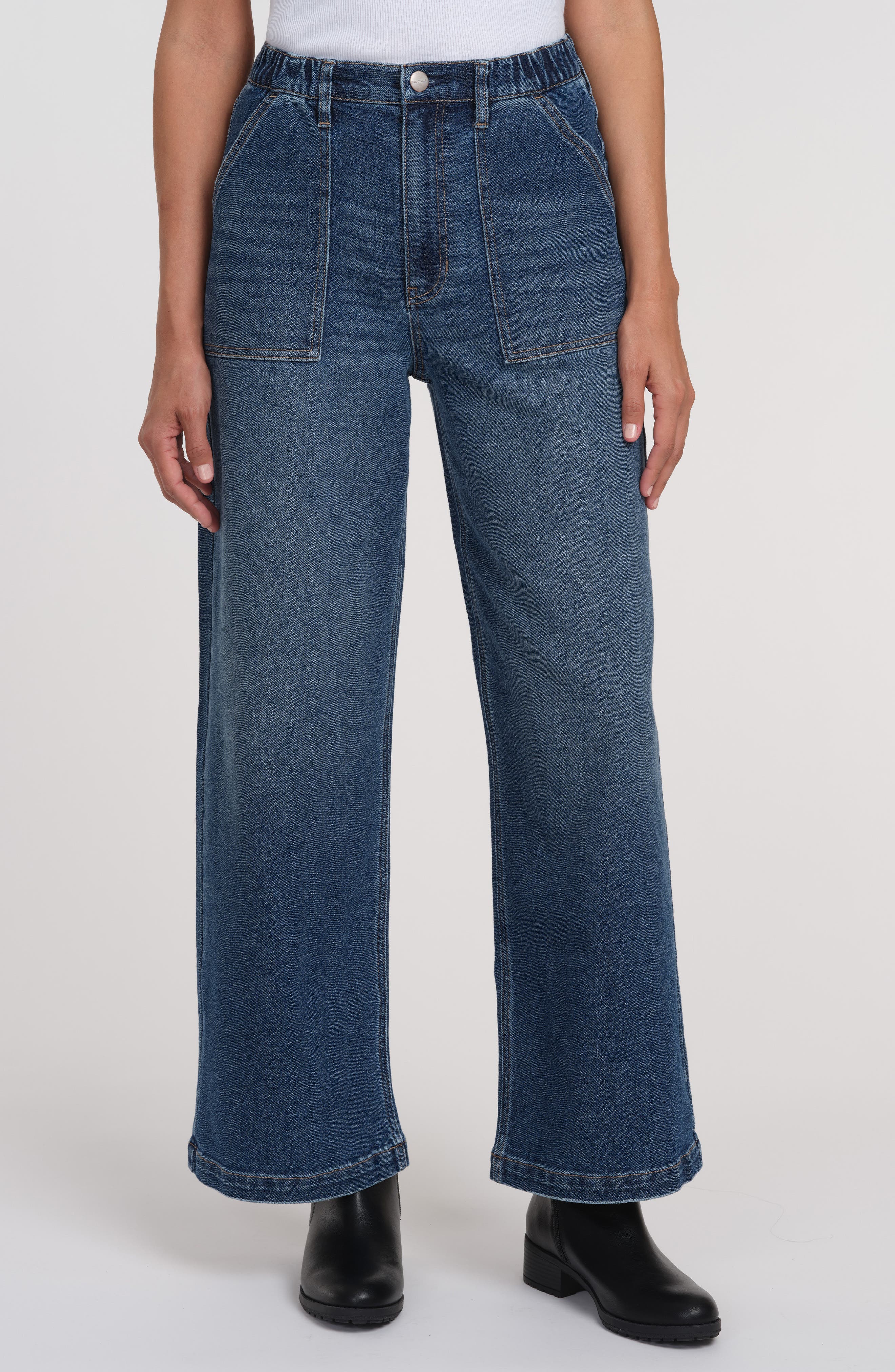 Sanctuary Denim Celeste High Rise Elastic Waist Wide Leg Jeans