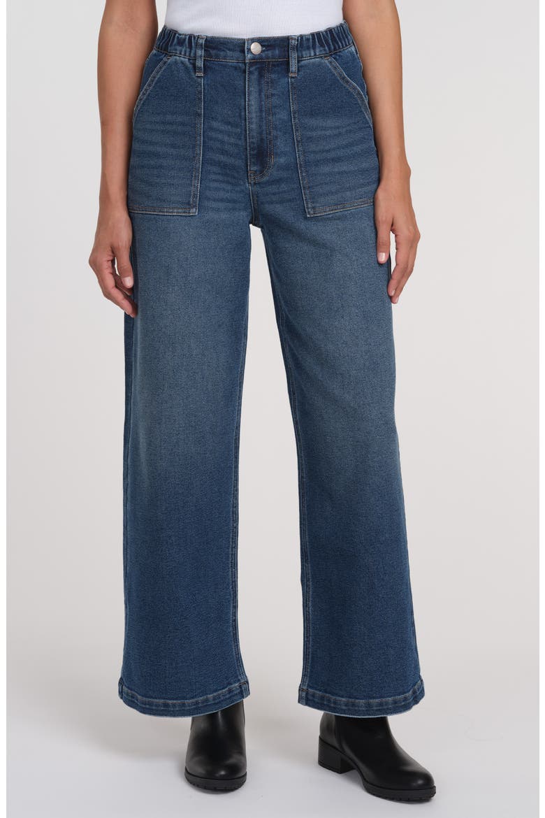 Celeste High Rise Elastic Waist Wide Leg Jeans, Main, color, MEDIUM WASH