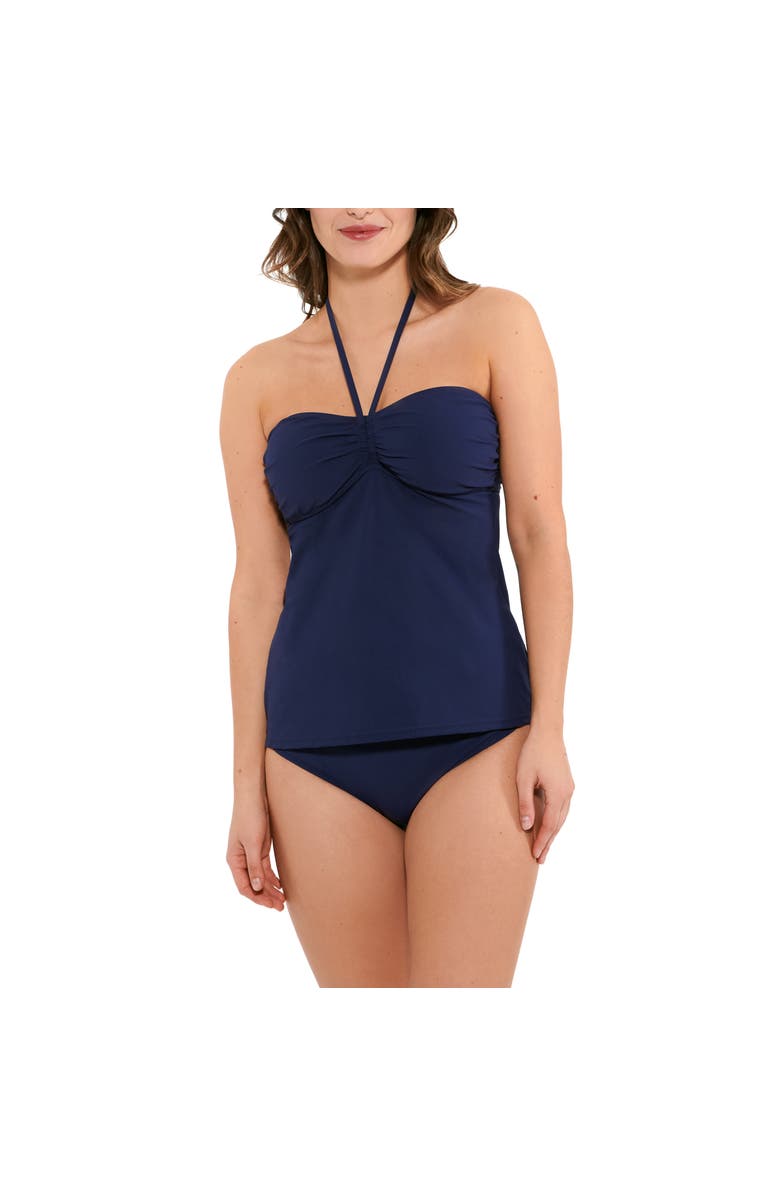 Christina Rouched Solids Shirred Halter Bandeau Tankini, Main, color, 