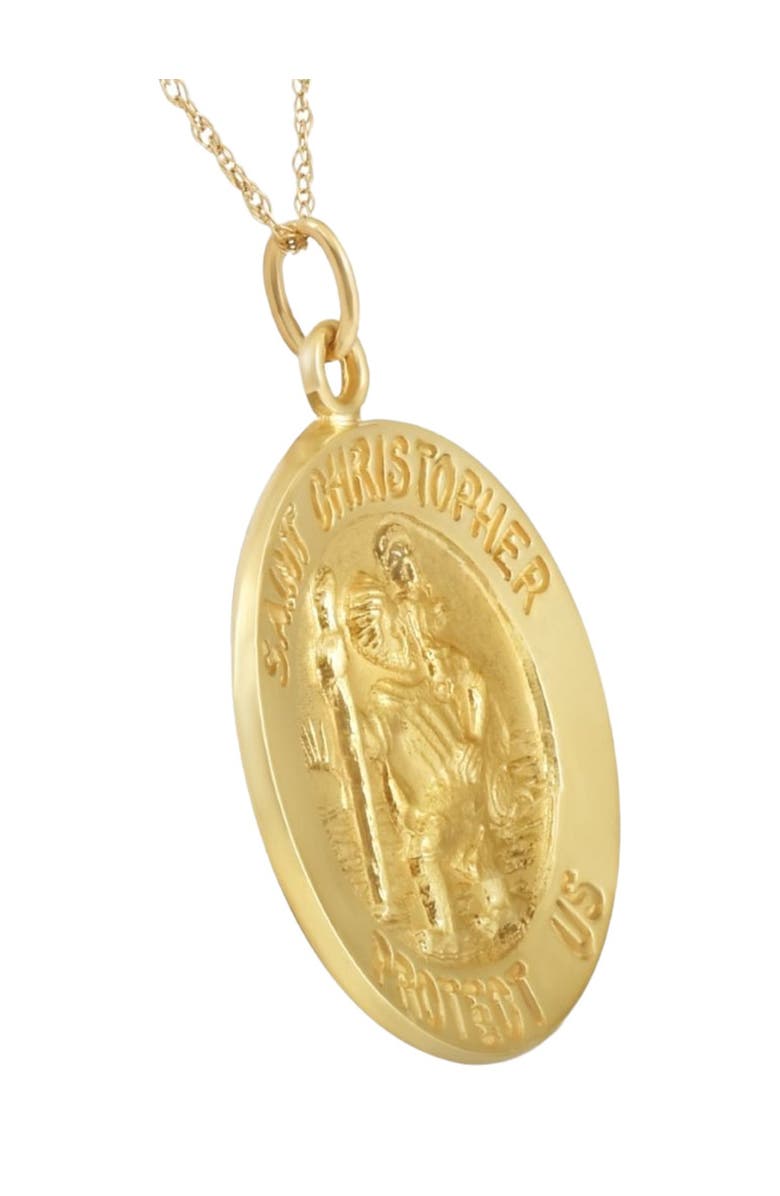 Bliss Diamond 14k Gold St. Christopher Medal Pendant 1" Tall 3.5 Grams, Alternate, color,